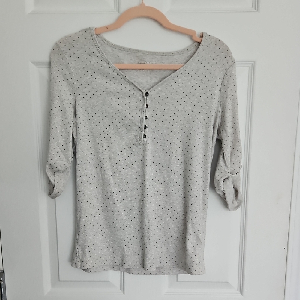Denver Hayes Light Gray Polka Dot Blouse